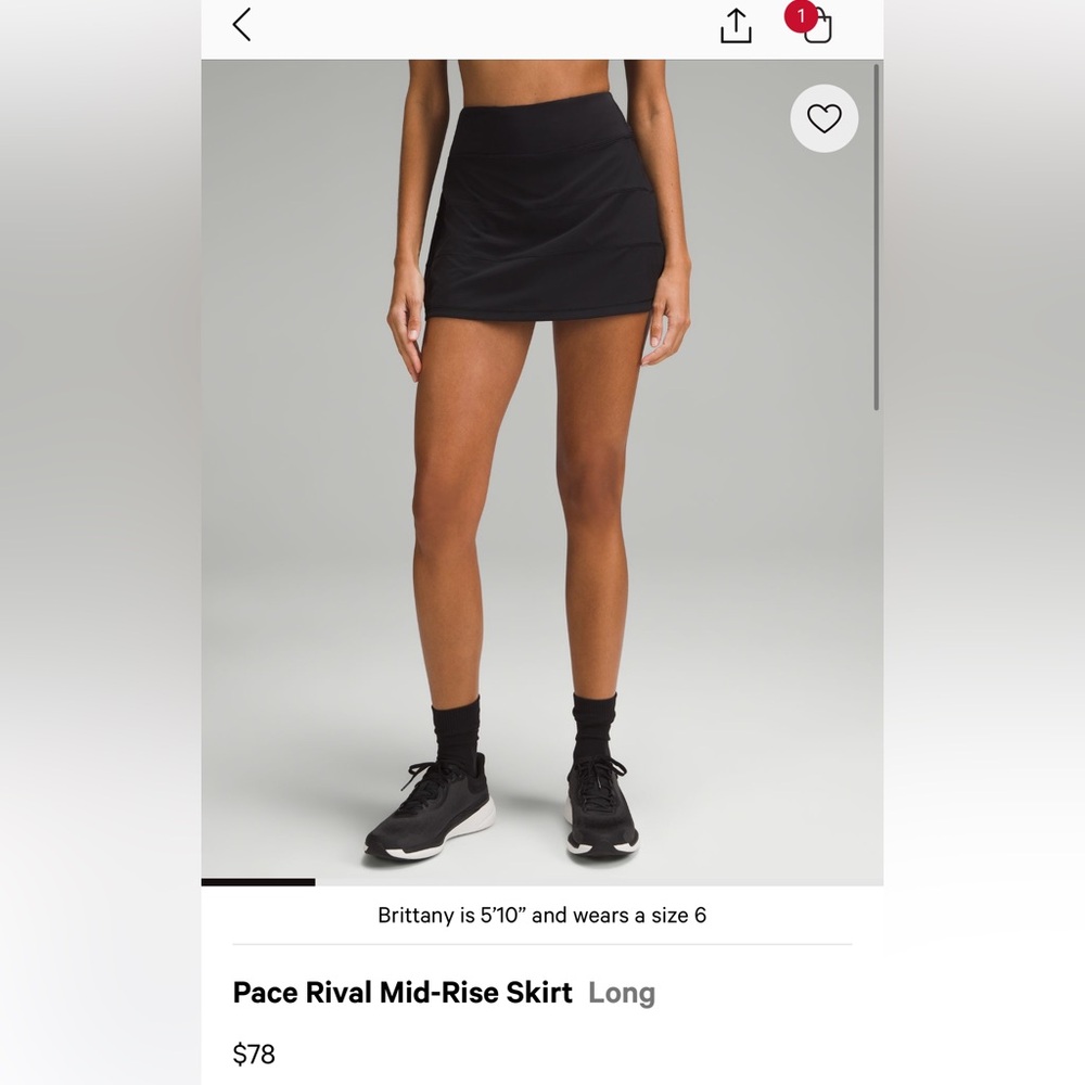 Lululemon Pace Rival Mid rise Skirt